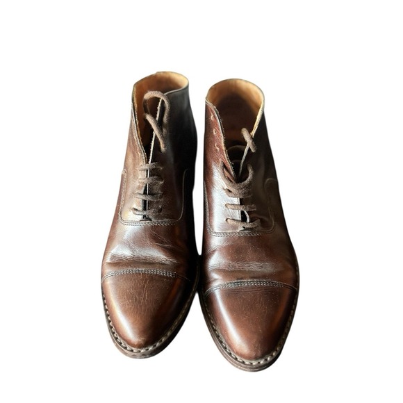 Nine West Brown Boots leather Cap Toe Lace Up Ankle Women's Dress Boot Size 5.5M - Picture 2 of 11